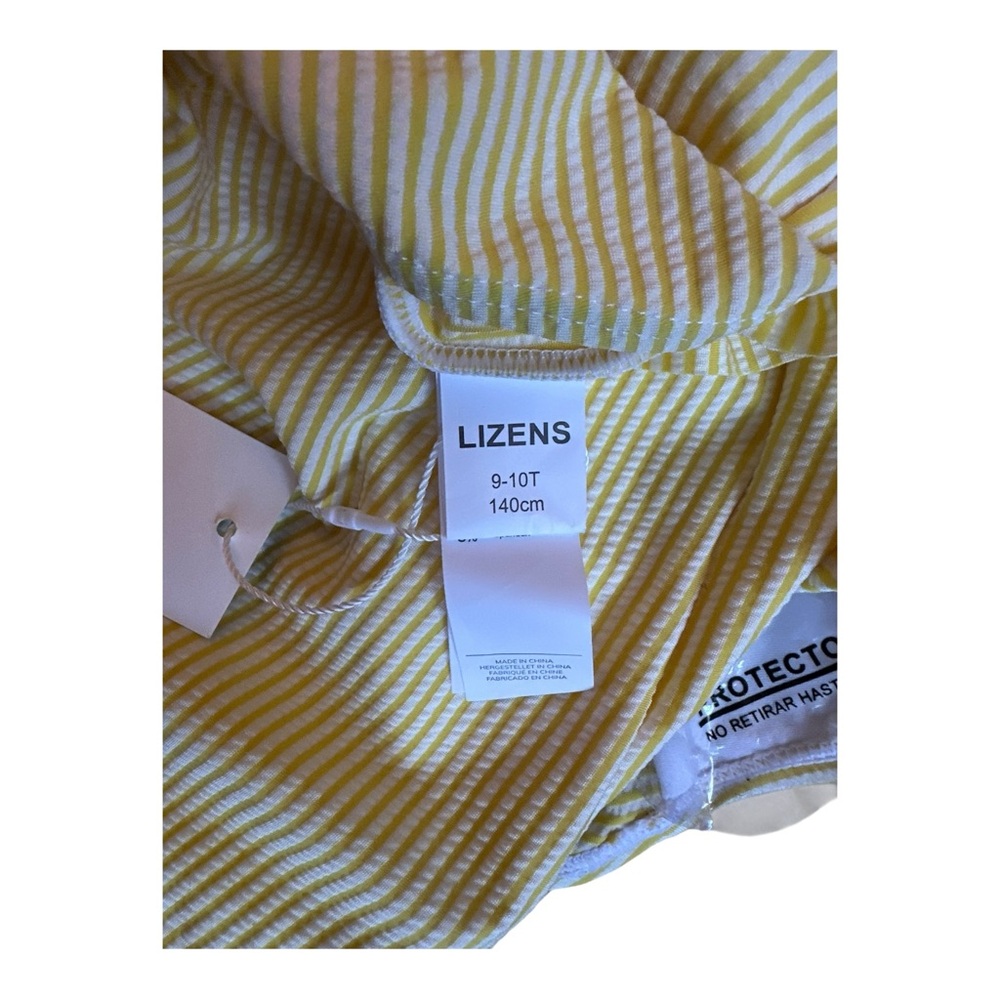 LIZENS Girls One Piece Swimsuit – Yellow & White Stripe – Size 9/10 – NWT - Picture 12 of 12